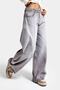 Women's Gray 4S6-158 Low Rise Baggy Fit Belt Detail Loose Cut Denim Jeans - 3