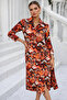 Women's Yavru Ağzı Cotton Satin Buttoned Patterned Long Sleeve Midi Length Premium Dress - 2