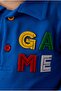 Baby Boy Navy Blue Polo Collar Printed Sweatshirt Jeans Pants Set - 2