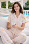 Women's Short Sleeve Milan Fabric Pajama Set 50101-2478 Salmon04 - 2