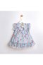 Floral Girl's Lined Back Bow Detail Dress - 5