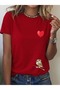 Women's Sparrow&Heart Printed Oversized T-Shirt Loose Fit