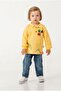 Baby Boy Navy Blue Polo Collar Printed Sweatshirt Jeans Pants Set