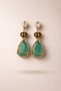 Evie Gold Caged Dangle Natural Stone Earrings - 2