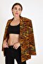 Kaplan Printed Oversized Padded Shoulders Blazer - 4