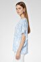 Women Round Neck Floral Print Elbow Sleeve Blouse, Multicolor - 3