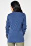 Women Spread Collar Long Sleeve Plain Shirt, Blue - 4