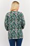 Women V-Neck Long Sleeves Floral Print Blouse, Green Combo - 3