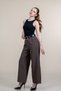 Women's Summer Coffee High Waist Pipe Leg Printed Crepe Fabric Elastic Waist Belted Trousers Casual Daily Office Stylish 30255 - 4