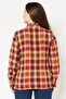 Women Ruffle Collar Long Sleeve Plaid Shirt, Multicolor - 3