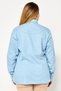Women Slim Fit Washed Long Sleeves Denim Shirt, Blue - 4