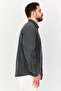 Men Slim Fit Washed Long Sleeves Casual Shirt, Grey - 2