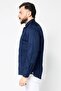 قميص رجالي كاجوال بأكمام طويلة وقصّة Slim Fit، أزرق داكن - 3