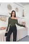 Lina Yarasa Long Sleeve Wide Round Neck Sports Classic Bluz Tshirt - 3