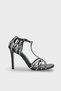 Women's Oval Toe Stone Detailed Casual Heeled Shoes with Cage Detail on the Back Alessi Black - 2