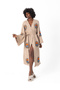 Muslin Kimono 100% Cotton Sun Eye Printed Patterned Bathrobe Kaftan Dressing Gown Beige - 3