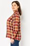 Women Ruffle Collar Long Sleeve Plaid Shirt, Multicolor - 2