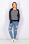 Women Round Neck Longsleeve Stripe Top, Black Combo - 4