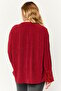 Women Split Neck Long Sleeve Textured Print Tops, Red - 4