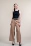 Women's Summer Beige High Waist Tube Leg Printed Crepe Fabric Elastic Waist Belted Trousers Casual Daily Office Stylish 30255