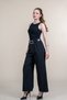 Women's Summer Black High Waist Tube Leg Printed Crepe Fabric Elastic Waist Belted Trousers Casual Daily Office Stylish 30255