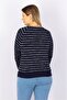 Women Round Neck Longsleeve Stripe Top, Black Combo - 2