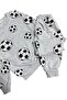 Boy's Cotton Piece Fabric Gray Football Ball Patterned Long Sleeve Sleep Band Transitional Pajama Set - 5