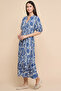 Printed Midi Dress with V-Neck and Puff Sleeves - 2