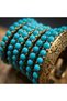 Bronze Jewelry Authentic Turquoise Stone 7 Row Model Adjustable Long Vintage Women's Ring - 3