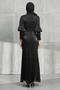 Black Beli Chain Detail Draped Janjan Evening Dress - 5