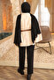 Beige Belt Buttoned Dabıl Poncho - 4