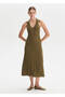 Polo Neck Khaki Knitwear Dress - 3