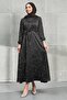 Brown Stone Belted Satin Evening Dress - 3