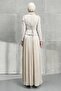 Stone Daisy Detailed Skirt Pleated Stone Evening Dress - 5