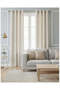 Beige Textured Jacquard Curtain with Lining Pack of 2
