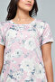 Floral Print Nightdress with Crew Neck and Short Sleeves - 6
