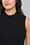 Ribbed Sleeveless Top with High Neck - 6