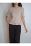 Women's Beige Short Sleeved Tricot Sweater with Ruffle Sleeves and Skirt Hem Yy101329 - 3