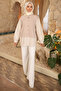 Beige Sleeve and Skirt Shirt Paneled Modal Sweat - 2
