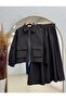 Anife Zippered Skirt with Bellows Detail on the Front Cupra Set-Mf256 Dark Brown - 2
