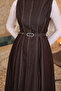 Brown Belted Pocketed Denim Gilet Dress - 3