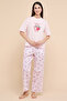 Women's Baby Pink Printed Pyjama Set - 4
