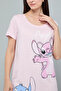 Stitch & Angel Print Nightdress with Crew Neck and Short Sleeves - 2
