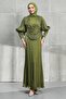 Khaki Buy Chain Detail Drapeli Janjan Evening Dresses