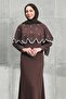 Brown Cape and Stone Fish Model Evening Dress - 2