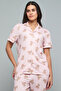 Women's Baby Pink Printed Pyjama Set - 3