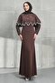 Brown Cape and Stone Fish Model Evening Dress