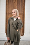 Women's Side-Tie Brooch Detail Set Khaki Green - 8