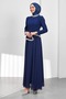 Cobalt Blue Asymmetrical Detailed Stoned Evening Dress - 2