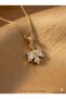 3S Women's Gold Baguette Zircon Stone Flower Figured Necklace - 2